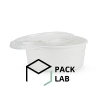 Round white paper salad bowl 1300 ml with plastic lid Round white paper salad bowl 1300 ml with plastic lid